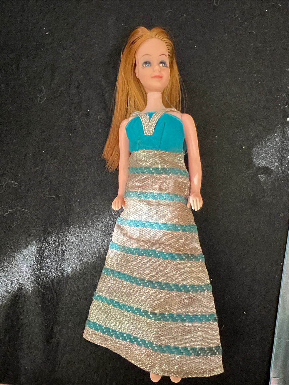 Vintage 1970 Topper Dawn Doll in Silver Sparkler Gown Outfit 8120 Mod